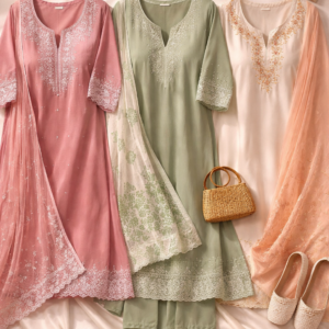 elegant kurtas with delicate embroidery